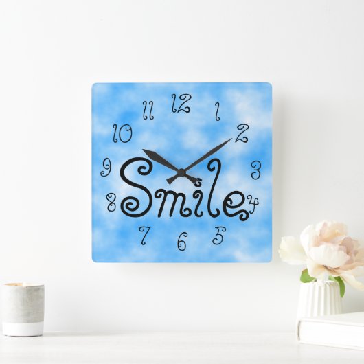スマイル時計 スクエア壁時計 (ホーム)