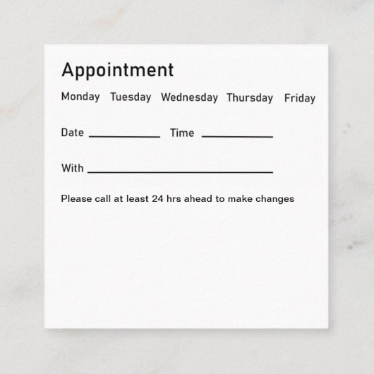 スマイル歯医者オフィスアポイントメント名刺 スクエア名刺 (裏面)