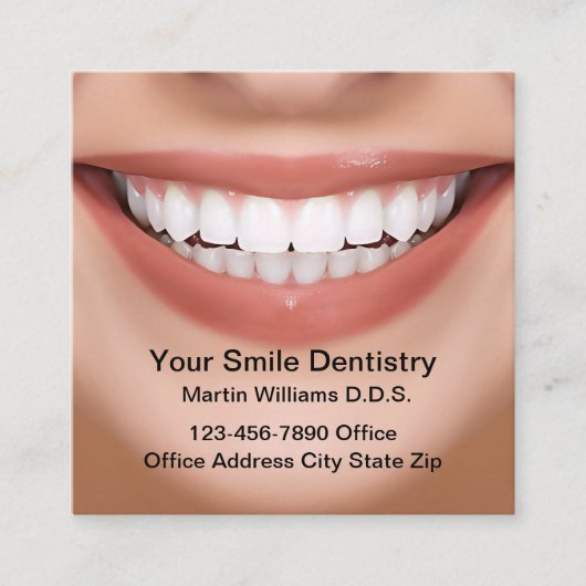 スマイル歯医者オフィスアポイントメント名刺 スクエア名刺 (正面)