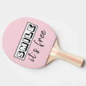 スマイル無料ピンク前向きタイポグラフィ 卓球ラケット (横)