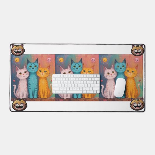 スマイル猫 デスクマット (キーボード&マウス)