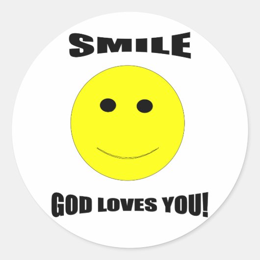 スマイル神はあなたを愛するステッカー ラウンドシール (正面)