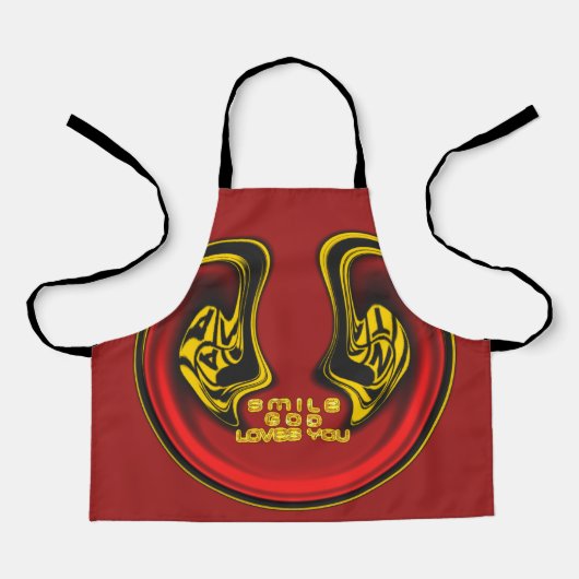 スマイル神は人生の贈り物を愛する最新の文字引用文 エプロン (正面)