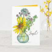スマイル神は愛あなた宗教勇気付けられる カード (黄色い花)