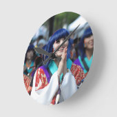 スマイル笑顔顔よさこいジャパン日本の ラウンド壁時計 (傾斜)