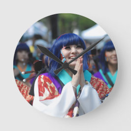 スマイル笑顔顔よさこいジャパン日本の ラウンド壁時計