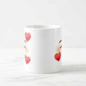 スマイル絵文字とハート コーヒーマグカップ (中央)