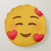 スマイル絵文字とハート ラウンドクッション (裏面)