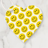 スマイル絵文字ハッピーイエロー白黒レトロおもしろい フェイバータグ (正面)