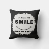スマイル絵文字B&Wで表示 クッション (裏面)