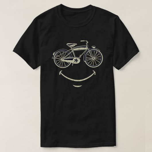 スマイル自転車顔おもしろいサイクリング自転車ギフト Tシャツ (デザイン正面)