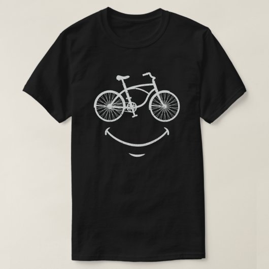 スマイル自転車顔おもしろいサイクリング自転車ギフト Tシャツ (デザイン正面)