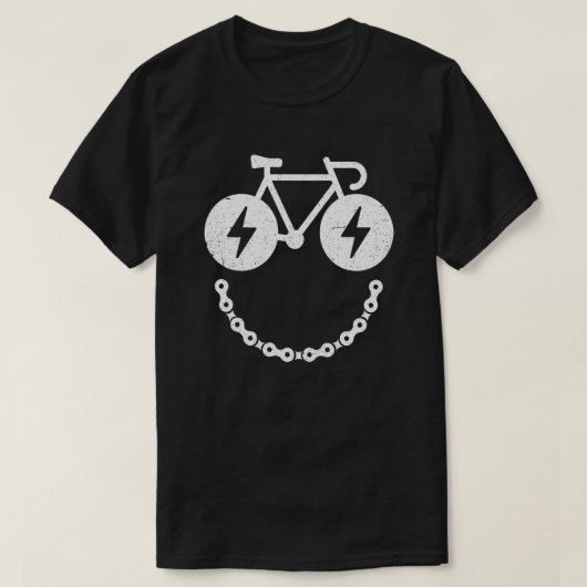 スマイル自転車顔おもしろいサイクリング自転車ギフト Tシャツ (デザイン正面)