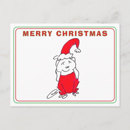 スマイル赤いクリスマスコスチュームの犬のイラスト クリスマス (正面)