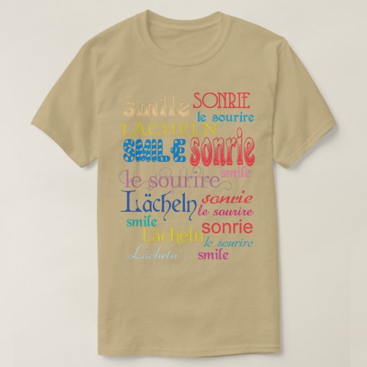 スマイル違う言語 Tシャツ (デザイン正面)