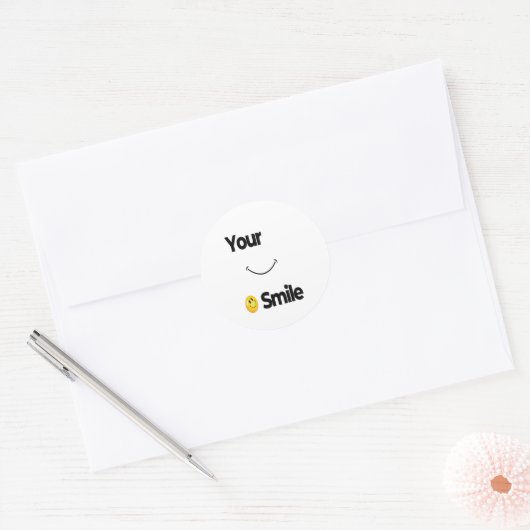 スマイル顔のステッカー – クラシックの位置の形状 ラウンドシール (封筒)