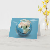 スマイル顔オンアースグローブ カード (黄色い花)