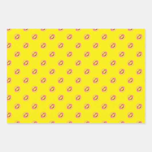 スマイル顔パターン勇気付けられる友好ラップ ラッピングペーパーシート (正面)