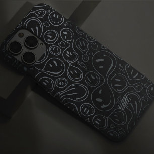 スマイル顔パターン 遊び心あふれる線画 笑顔 ブラック Case-Mate iPhone 14 PRO MAXケース