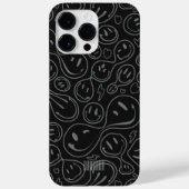 スマイル顔パターン 遊び心あふれる線画 笑顔 ブラック Case-Mate iPhoneケース (裏面)