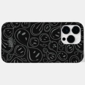 スマイル顔パターン 遊び心あふれる線画 笑顔 ブラック Case-Mate iPhoneケース (裏面 (横))