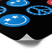 スマイル顔ヒッピー平和の自由7月の4thアメリカ合衆国Fla ポスター (角)