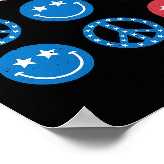 スマイル顔ヒッピー平和の自由7月の4thアメリカ合衆国Fla ポスター (角)