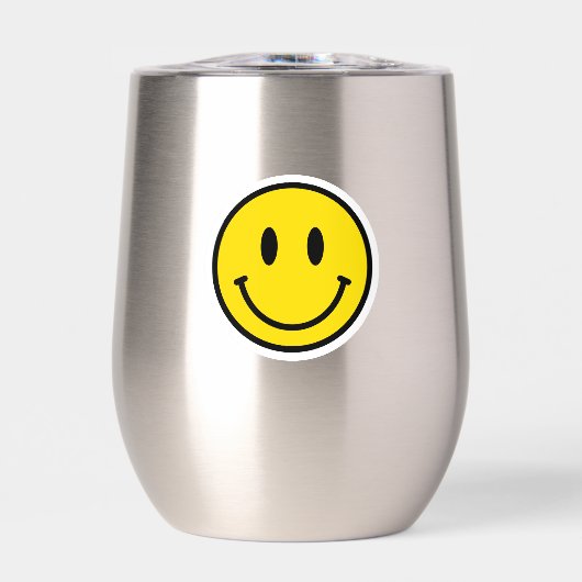 スマイル顔絵文字ハッピーイエローブラックフレンドリーおもしろい (正面)