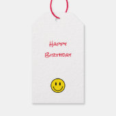 スマイル顔絵文字ハッピーバースデーイエローブラックレッド ギフトタグ (裏面)