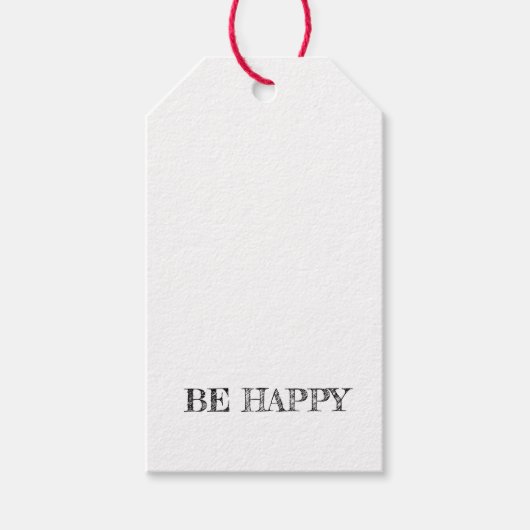 スマイル顔絵文字BEハッピーイエローブラックレッドおもしろい ギフトタグ (正面)