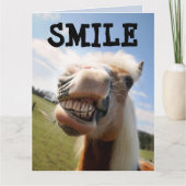 スマイル馬おもしろい誕生日ビッグカード カード (正面)