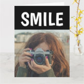 スマイル!あなたの誕生日!ガールカメラ用グリーティングカード カード (黄色い花)