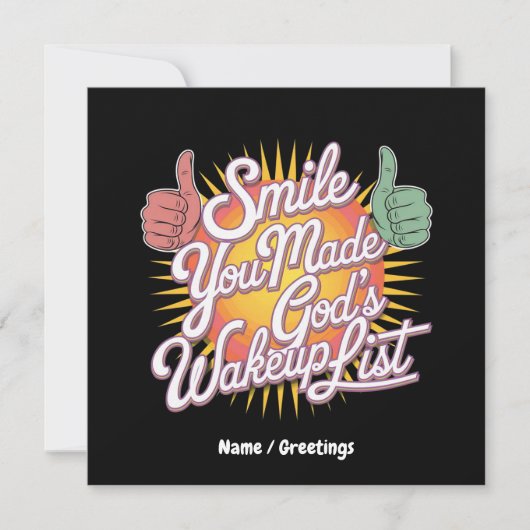 スマイル!あなたは神のウェイクアップリストの高揚デザインを作った 招待状 (正面)