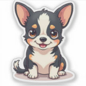 スマイル かわいい チワワ 子犬 イラスト シール (正面)