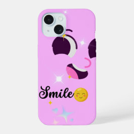 スマイル かわいい ピンクの携帯ケース iPhone 15ケース