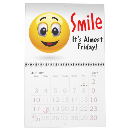 スマイル – もうすぐ金曜だ!カレンダー カレンダー (1月 2027)