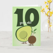 スマイル・アボカド・ピット・カートゥーン・フード誕生日 カード (黄色い花)