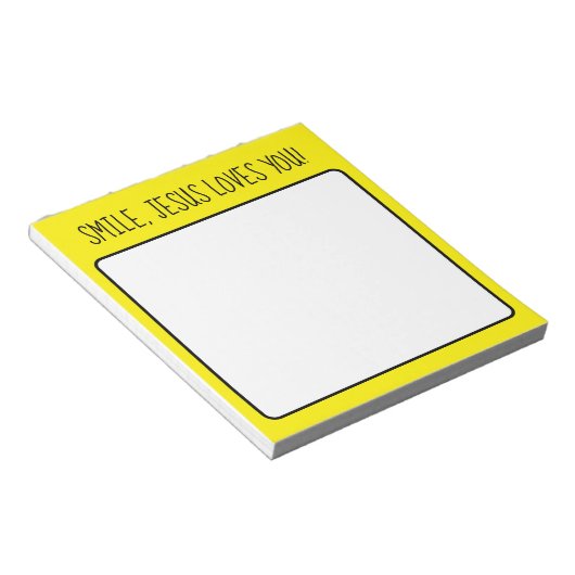 スマイル、イエスは黄色い幸せな太陽の光を愛する ノートパッド (アングル)