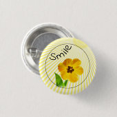 スマイル – イエロー春チューリップ花の写真おもしろい 缶バッジ (正面&裏面)