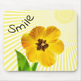 スマイル – イエロー春チューリップ花の写真 マウスパッド