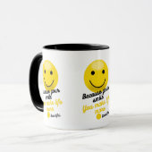 スマイル インスピレーショナル 引用 マグカップ – Because Your Smil (正面左)