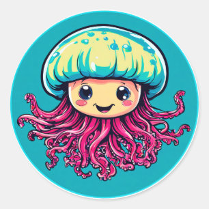 スマイル カートゥーン クラゲ 楽しい水中ギフト 🌈✨ ラウンドシール