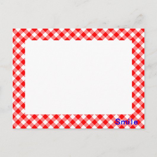 スマイル&ギンガムチェック(レッド) ポストカード (正面)