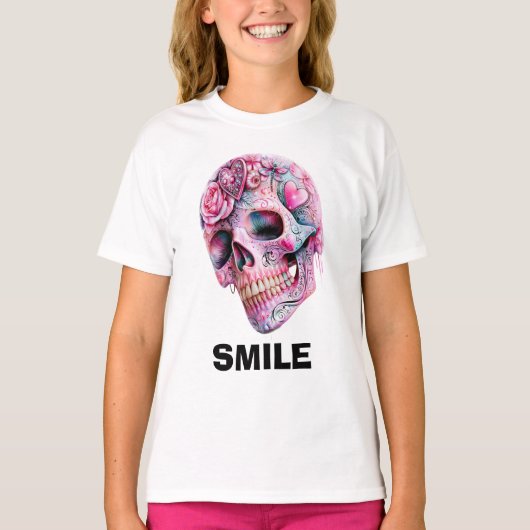 スマイル スカル グラフィック Tシャツ (正面)