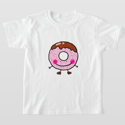 スマイル スプリンクル ドーナツ キャラクター アート Tシャツ (レイダウン)