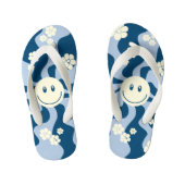 スマイル – ダークブルー、ライトブルー、クリーム キッズビーチサンダル (フットベッド)