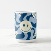 スマイル – ダークブルー、ライトブルー、クリーム コーヒーマグカップ (中央)