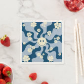 スマイル – ダークブルー、ライトブルー、クリーム スタンダードカクテルナプキン (インサイチュ)