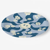 スマイル – ダークブルー、ライトブルー、クリーム ペーパープレート (アングル)