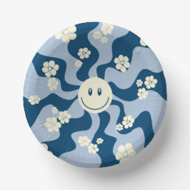 スマイル – ダークブルー、ライトブルー、クリーム ペーパーボウル